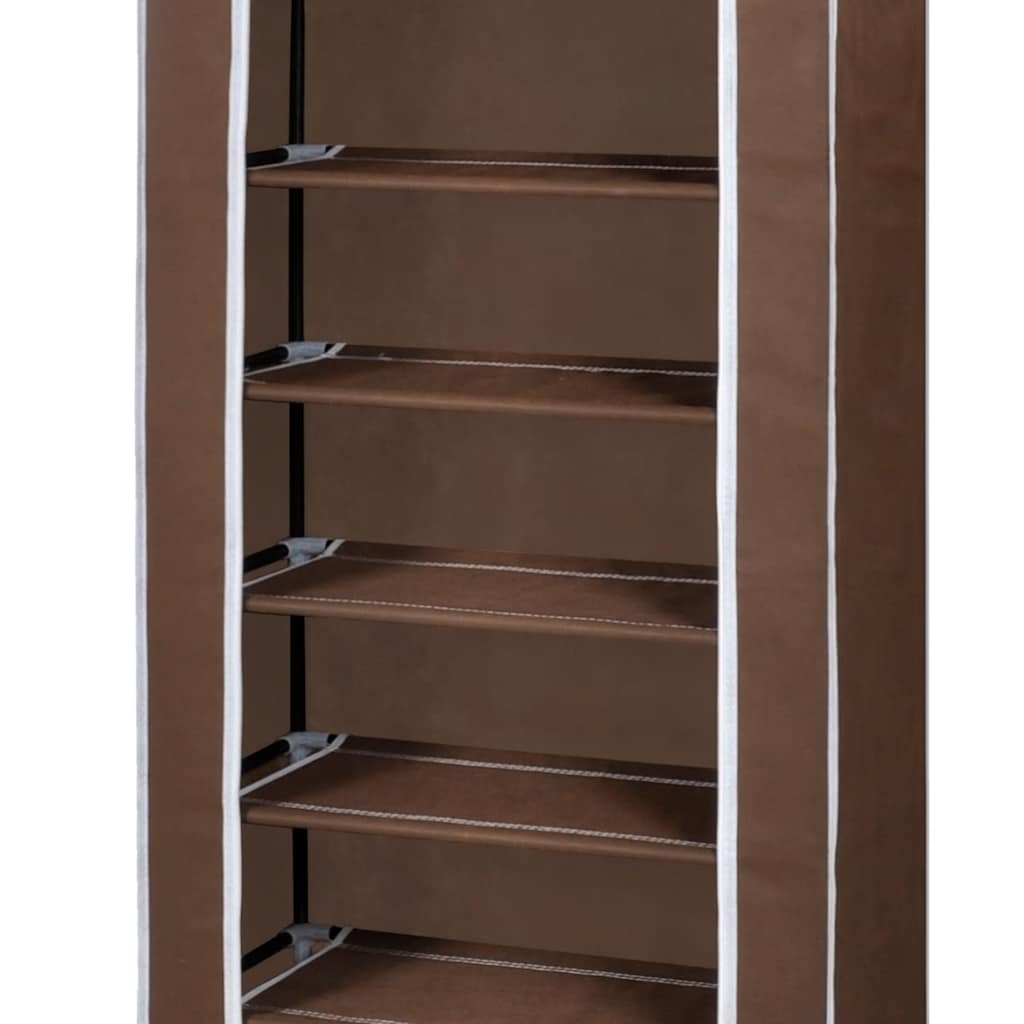 Fabric Shoe Cabinet with Cover 22" x 11" x 64" Brown