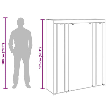 Fabric Wardrobe with Compartments and Rods 45x150x176 cm Black