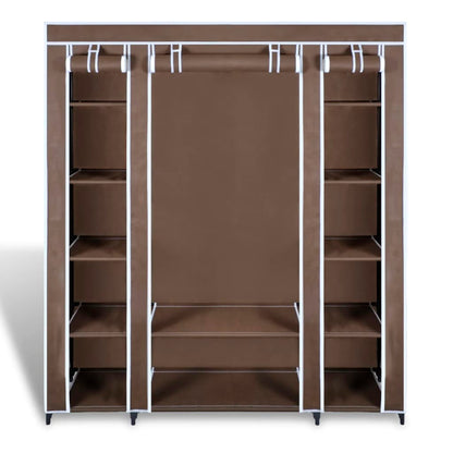 Fabric Wardrobe with Compartments and Rods 45x150x176 cm Brown