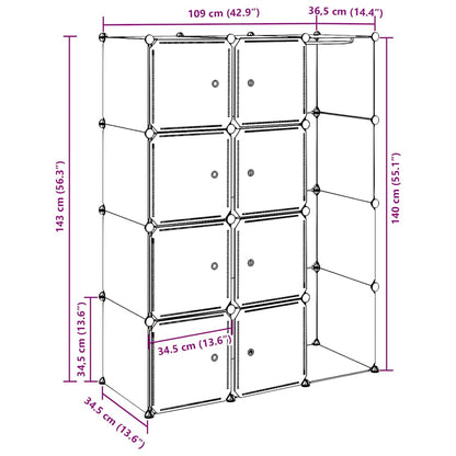 Modular Cabinet 9 Compartments 109x36.5x143 cm Black and White