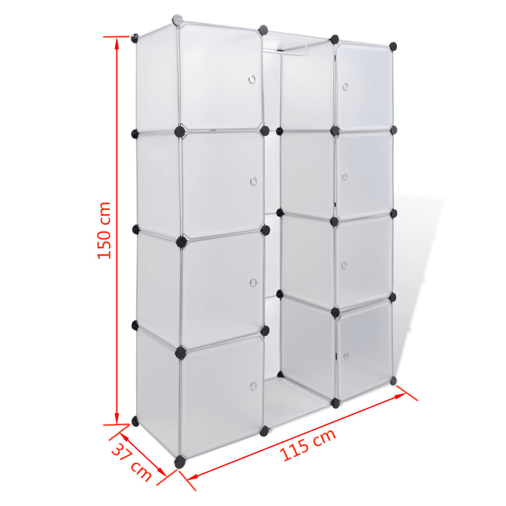 Modular Cabinet with 9 Compartments 37x115x150 cm White