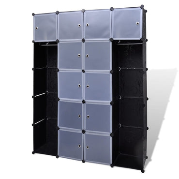 Modular Cabinet 14 Compartments Black and White 37x146x180.5 cm