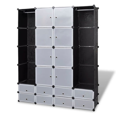 Modular Cabinet 18 Compartments Black and White 37x146x180.5 cm