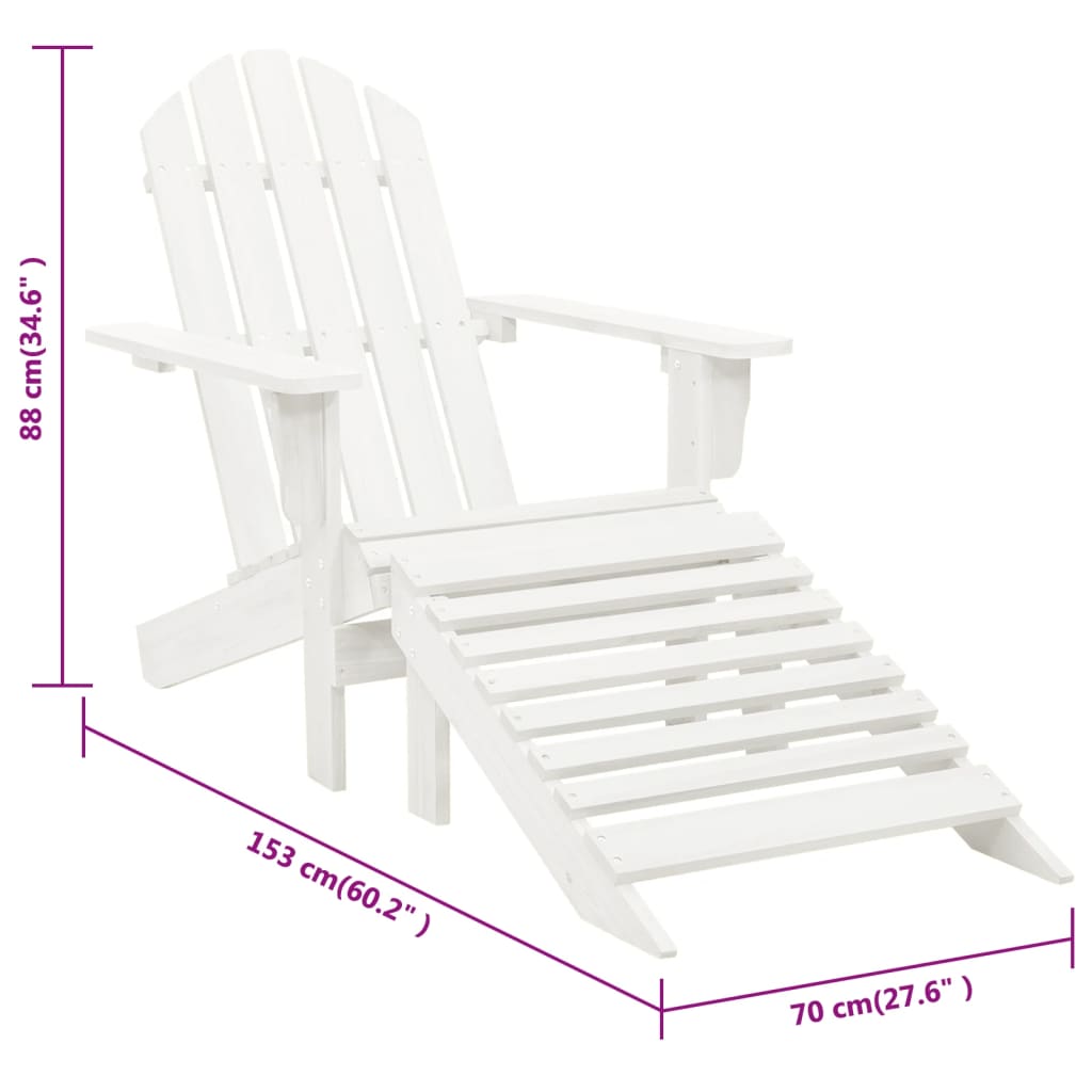 Patio Chair with Ottoman Wood White
