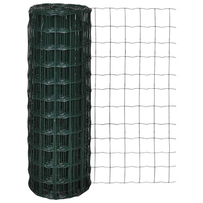 vidaXL Euro Fence Steel 82ftx2.6ft Green