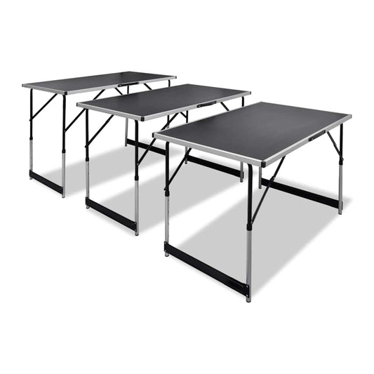 Folding Table | Set of 3 | Black | MDF, Aluminium, Iron | Medium