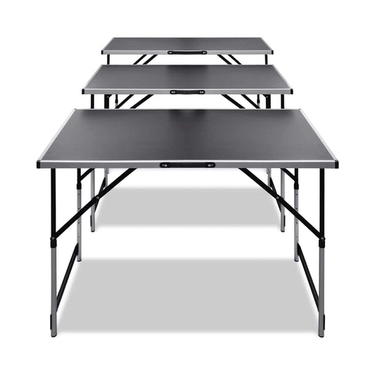 Folding Table | Set of 3 | Black | MDF, Aluminium, Iron | Medium