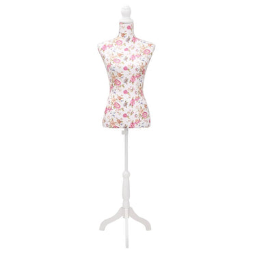 Ladies Bust Display Mannequin Cotton White With Rose