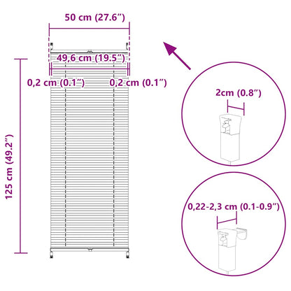 Plisse Blind 50x125cm White Pleated Blind