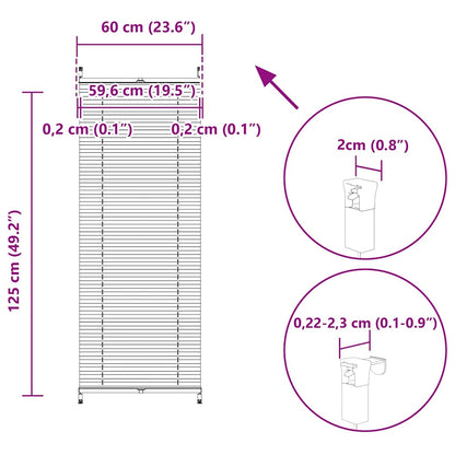 Plisse Blind 60x125cm White Pleated Blind