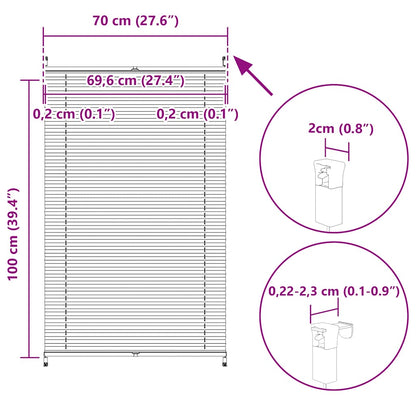 Plisse Blind 70x100cm White Pleated Blind
