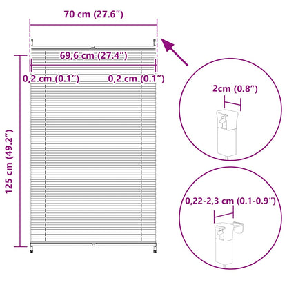 Plisse Blind 70x125cm White Pleated Blind
