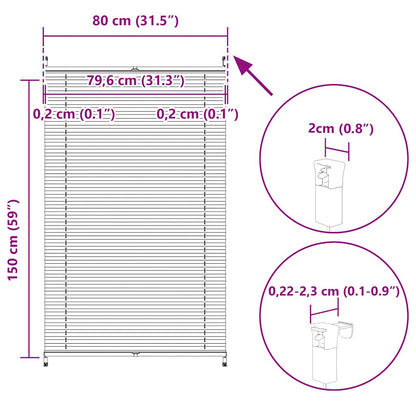 Plisse Blind 80x150cm White Pleated Blind