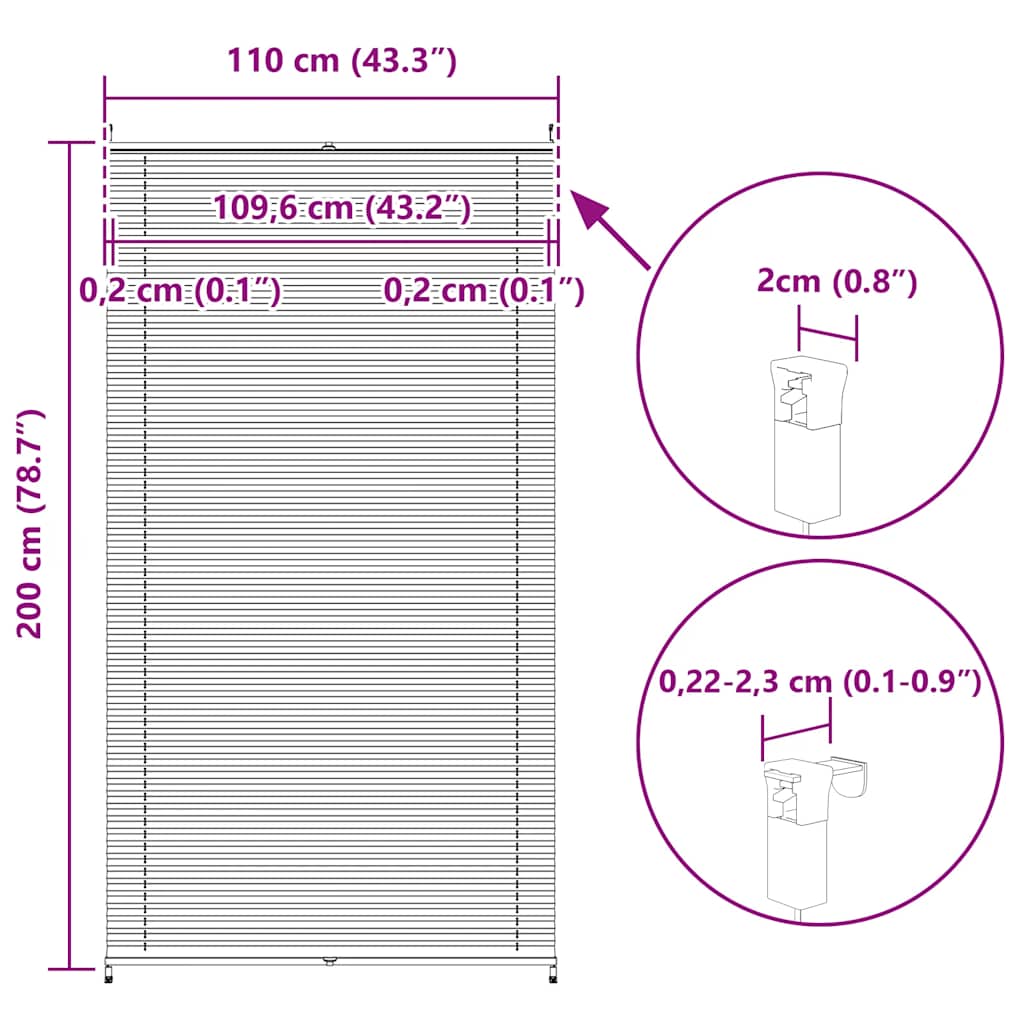 Plisse Blind 110x200cm Creme