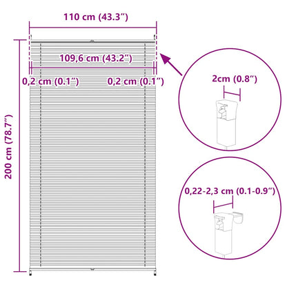 Plisse Blind 110x200cm White Pleated Blind