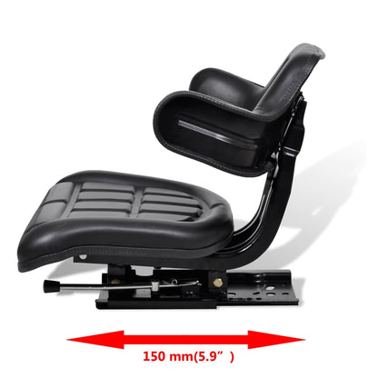 vidaXL Tractor Seat Black Steel Standard Adjustable Armrests