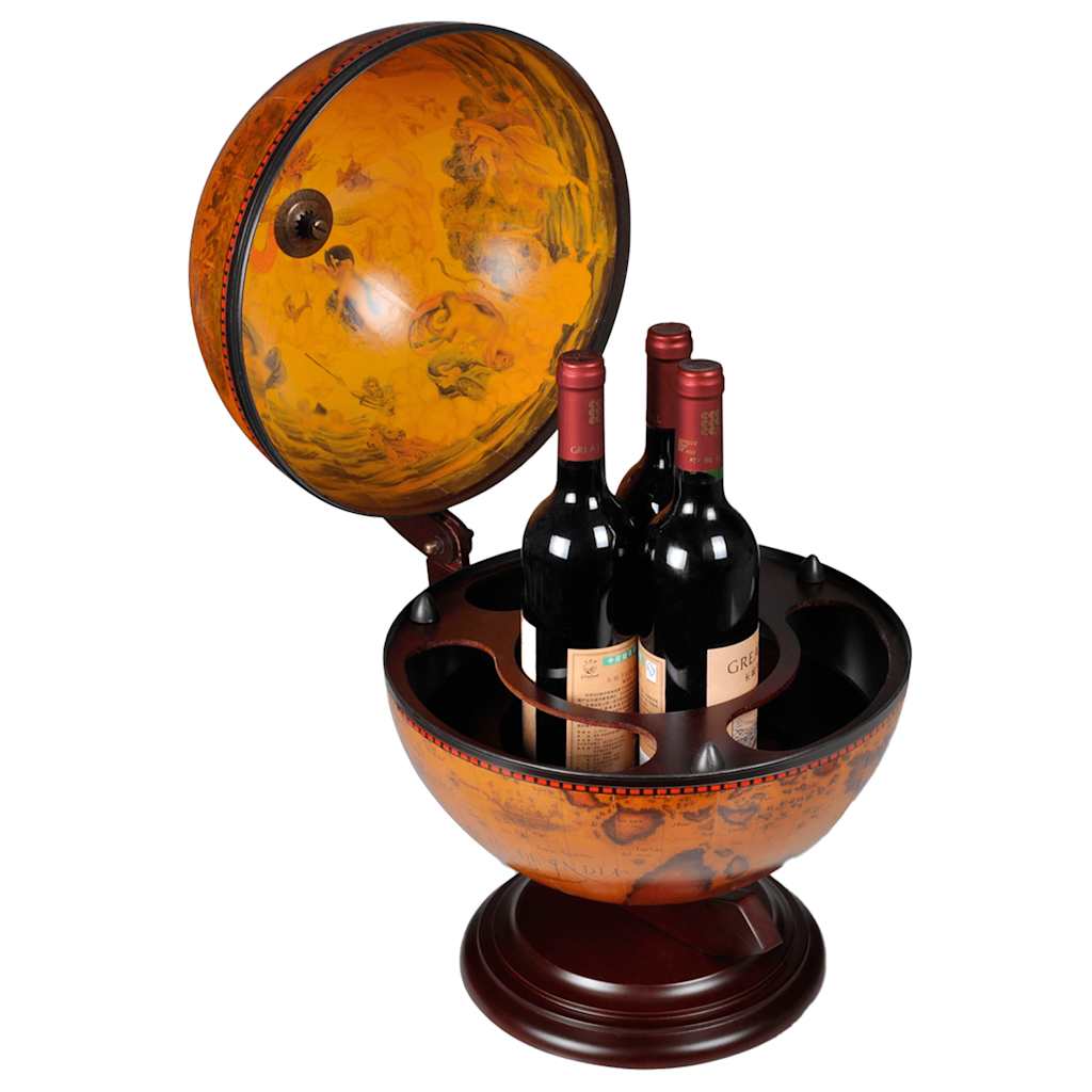 Tabletop Globe Bar Wine Stand Wood