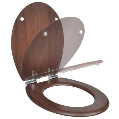 WC Toilet Seat MDF Soft Close Lid Simple Design Brown