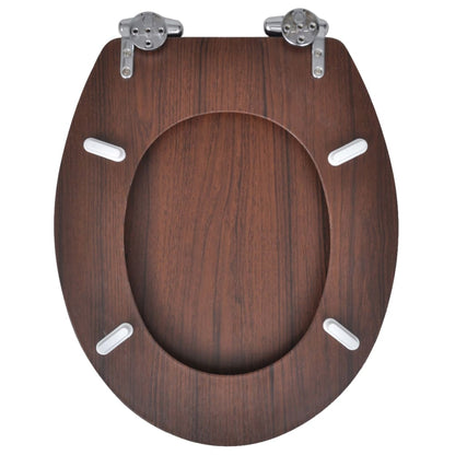 WC Toilet Seat MDF Soft Close Lid Simple Design Brown