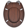 WC Toilet Seat MDF Soft Close Lid Simple Design Brown