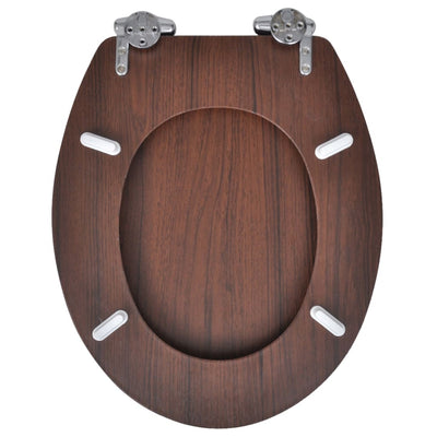 WC Toilet Seat MDF Soft Close Lid Simple Design Brown