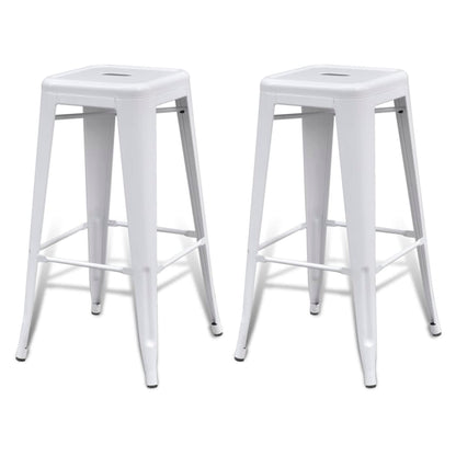 Bar Stools 2 pcs White Steel