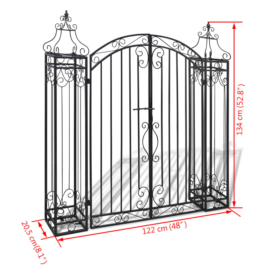 Ornamental Garden Gate Wrought Iron 4'x8"x4'5