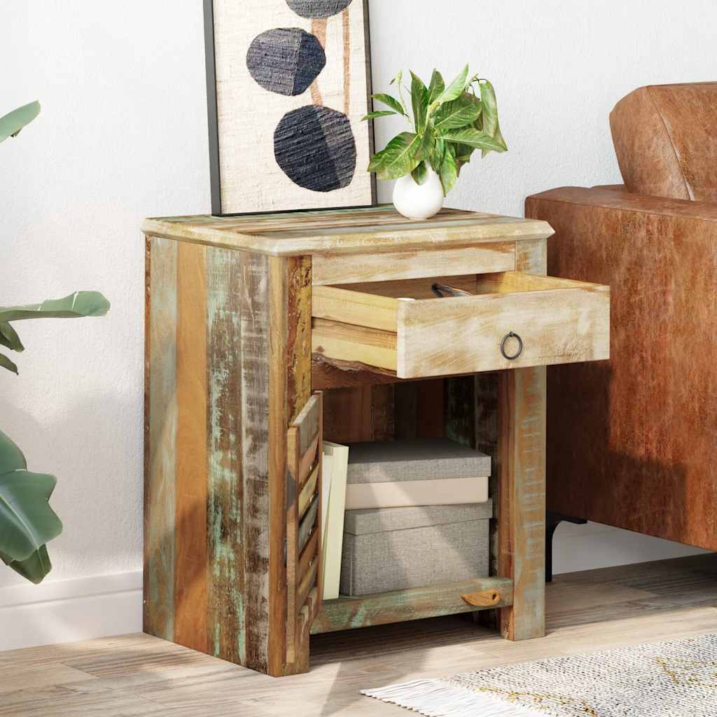 End Table with 1 Drawer 1 Door Reclaimed Wood