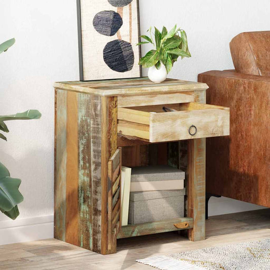 End Table with 1 Drawer 1 Door Reclaimed Wood
