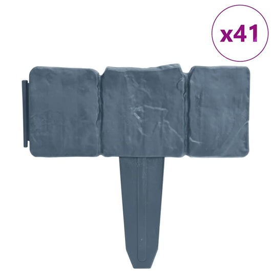 Plastic Garden / Lawn Fence Stone Look 41 pcs 10 m