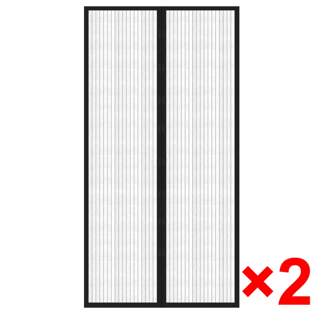 Insect Door Curtains 2 pcs 82.7"x39.4" Magnet Black