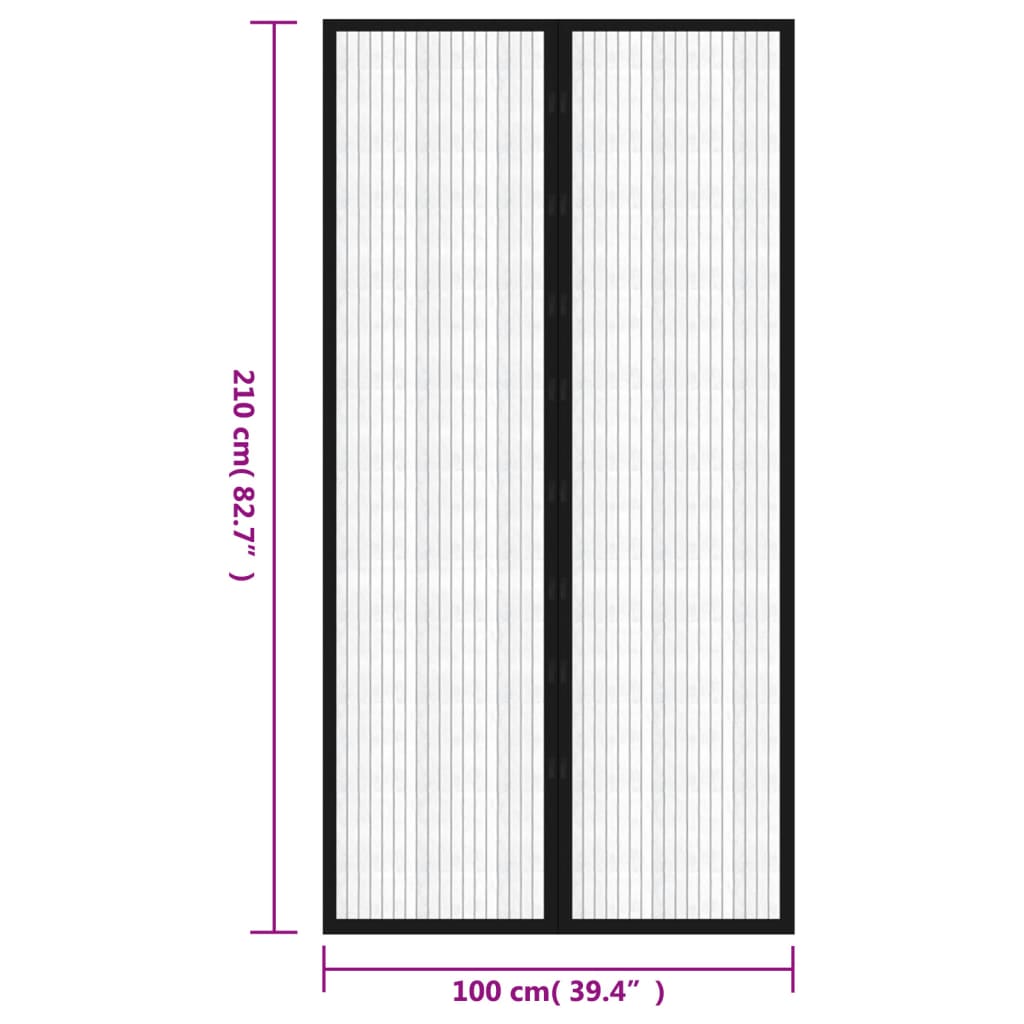 Insect Door Curtains 2 pcs 82.7"x39.4" Magnet Black