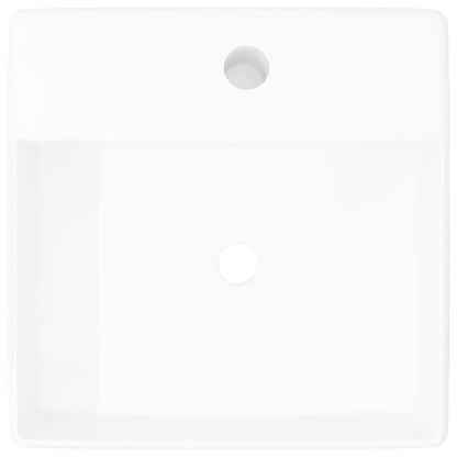 140684 Luxury Ceramic Basin Square with Overflow and Faucet Hole 41 x 41 cm