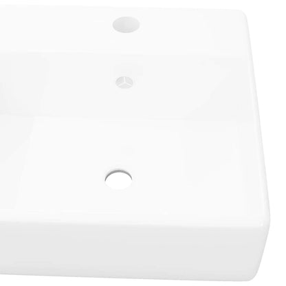140684 Luxury Ceramic Basin Square with Overflow and Faucet Hole 41 x 41 cm