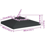 Gazebo Cover Canopy Replacement 310 g / m² Dark Grey 3 x 3 m