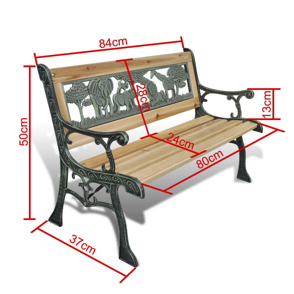 Garden Bench | Bronze and Wood | Wood and Iron | 84 cm