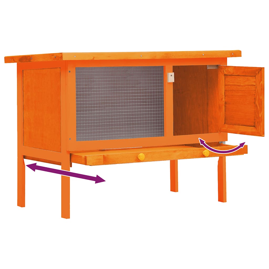 Rabbit Hutch Natural Solid pine wood, plywood and iron Large