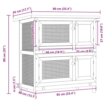 Outdoor Rabbit Hutch Small Animal House Pet Cage 4 Doors Wood