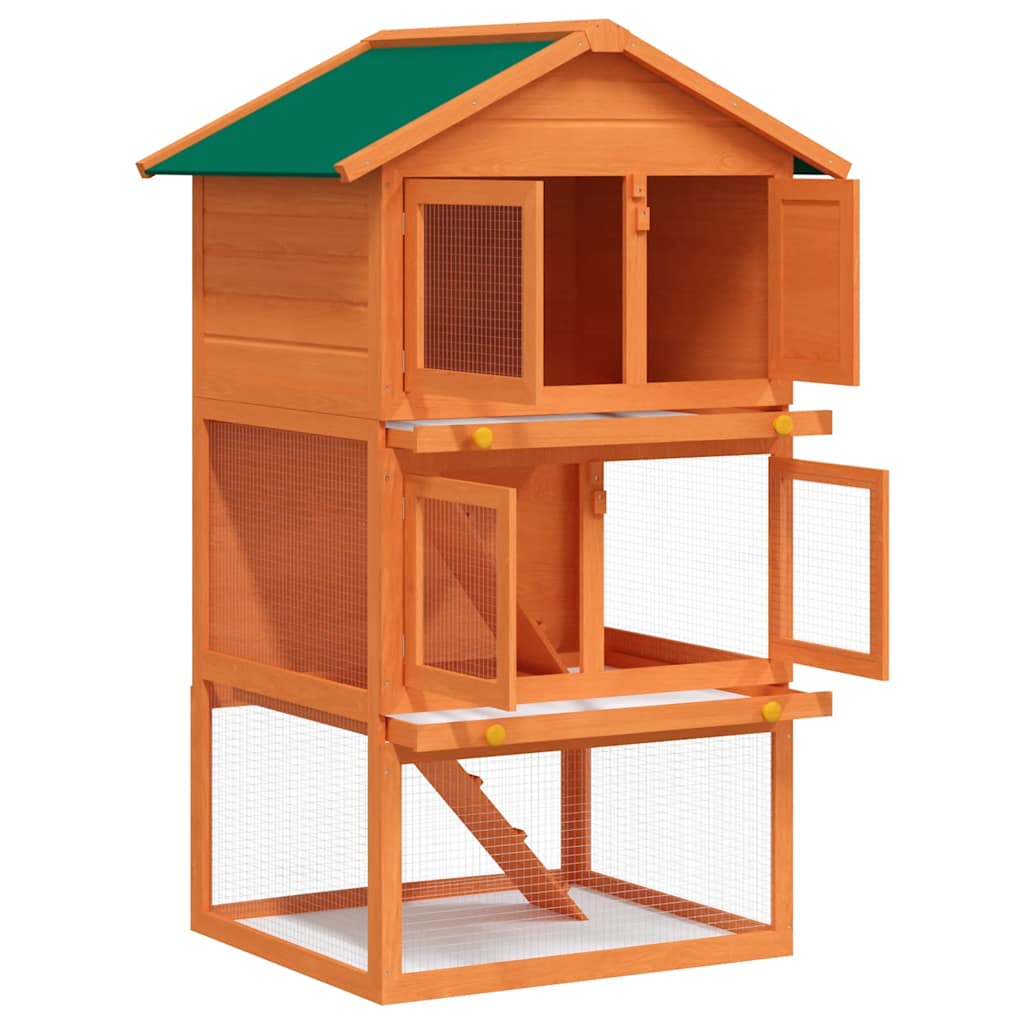 Rabbit Hutch Brown Pine Wood Large Durable Rabbit Hutch