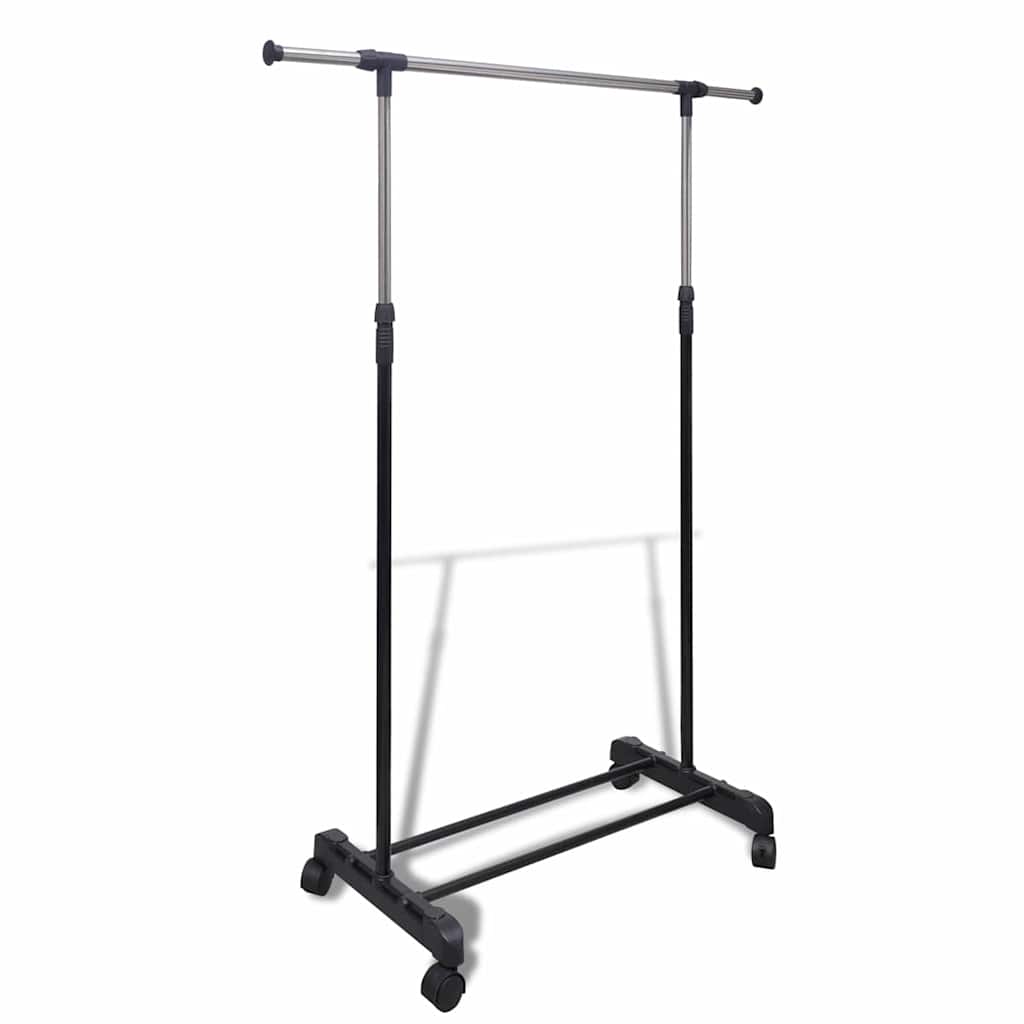 Clothes Rack | Silver, Black | Stainless Steel, PP Plastic | Adjustable