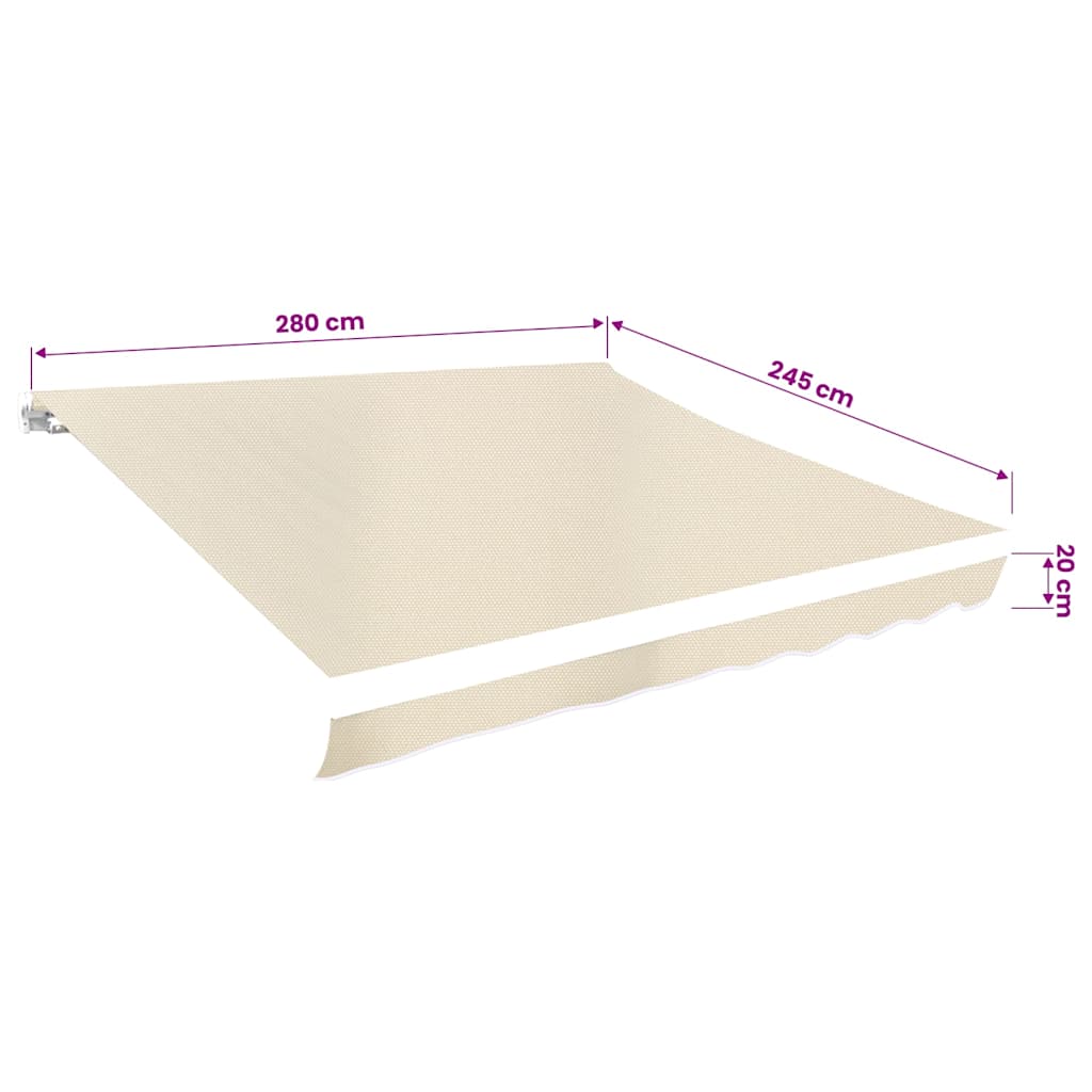 Awning Top Sunshade Canvas Cream 3 x 2.5 m (Frame Not Included)