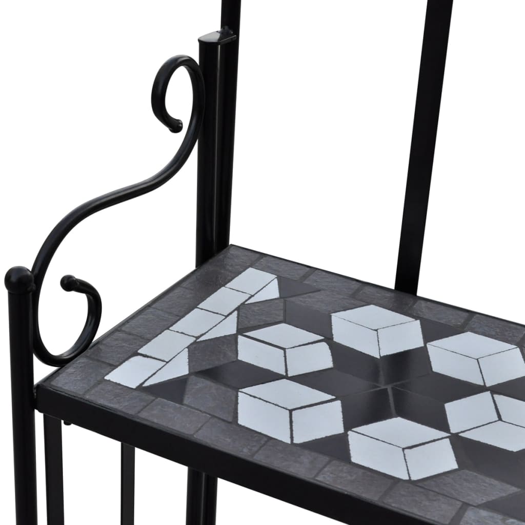 vidaXL Plant Stand Black and White Iron and Ceramic Large