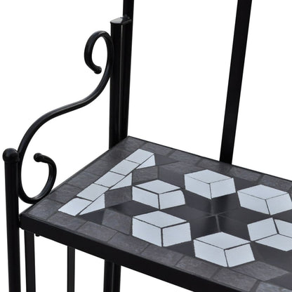 vidaXL Plant Stand Black and White Iron and Ceramic Large