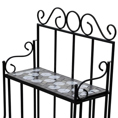 vidaXL Plant Stand Black and White Iron and Ceramic Large