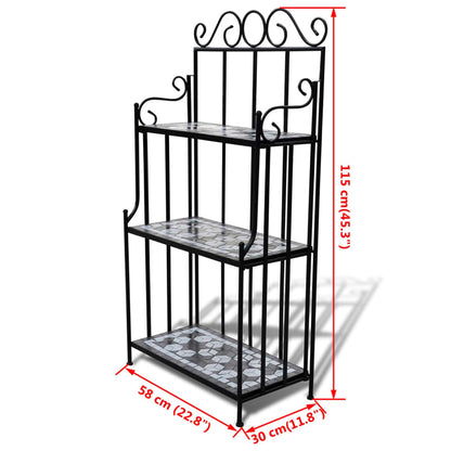 vidaXL Plant Stand Black and White Iron and Ceramic Large
