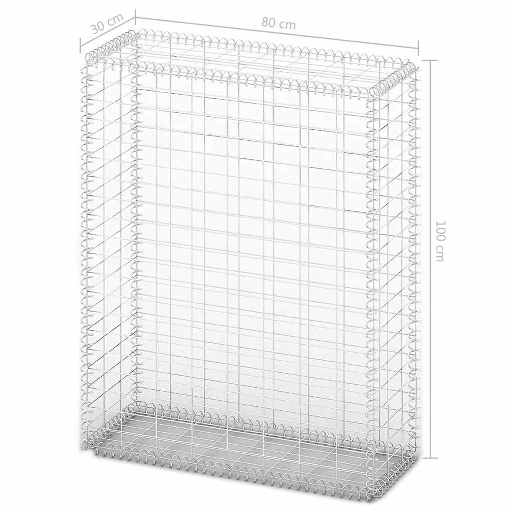 Gabion Basket with Lids Galvanised Wire 100 x 80 x 30 cm