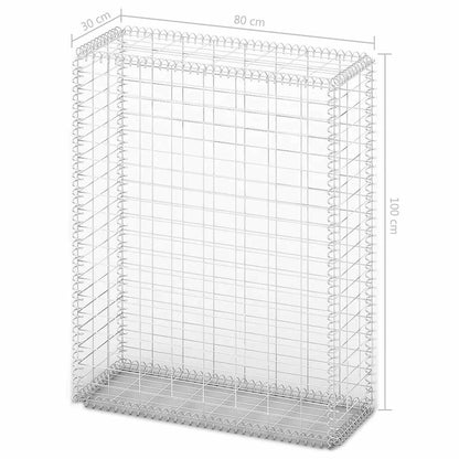 Gabion Basket with Lids Galvanised Wire 100 x 80 x 30 cm