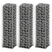 Gabion Set 3 pcs Galvanised Wire 25 x 25 x 100 cm