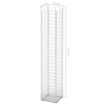 Gabion Set 3 pcs Galvanized Wire 9.8"x9.8"x59"