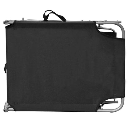 41197 vidaXL Folding Sun Lounger with Canopy Steel and Fabric Black